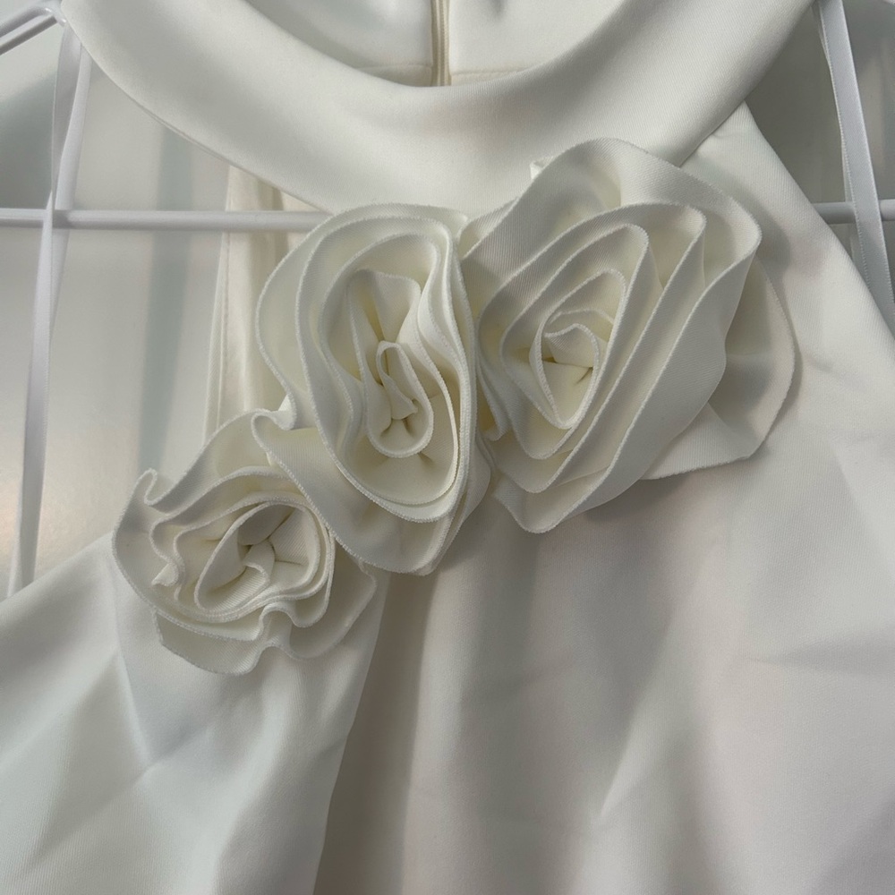 Ivy + Blu Elegant White Halter Dress - Picture 8 of 12